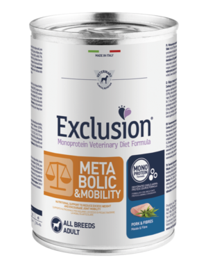 EXCLUSION MONOPROTEIN VET DIET METABOLIC & MOBILITY PORK & FIBRES ALL BREEDS 400g